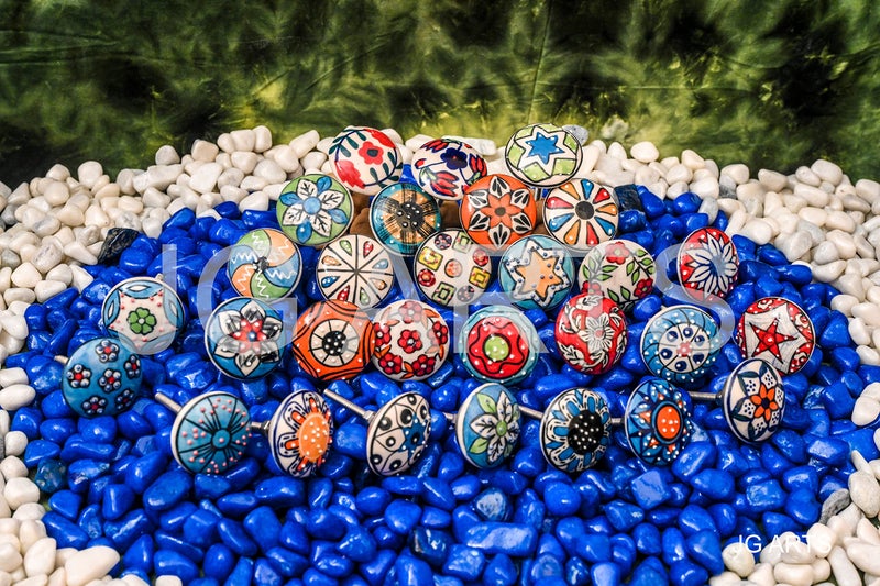 JGARTS 30 x Mix Vintage Look Flower Ceramic Knobs Door Handle Cabinet Drawer Cupboard Pull - Image 3